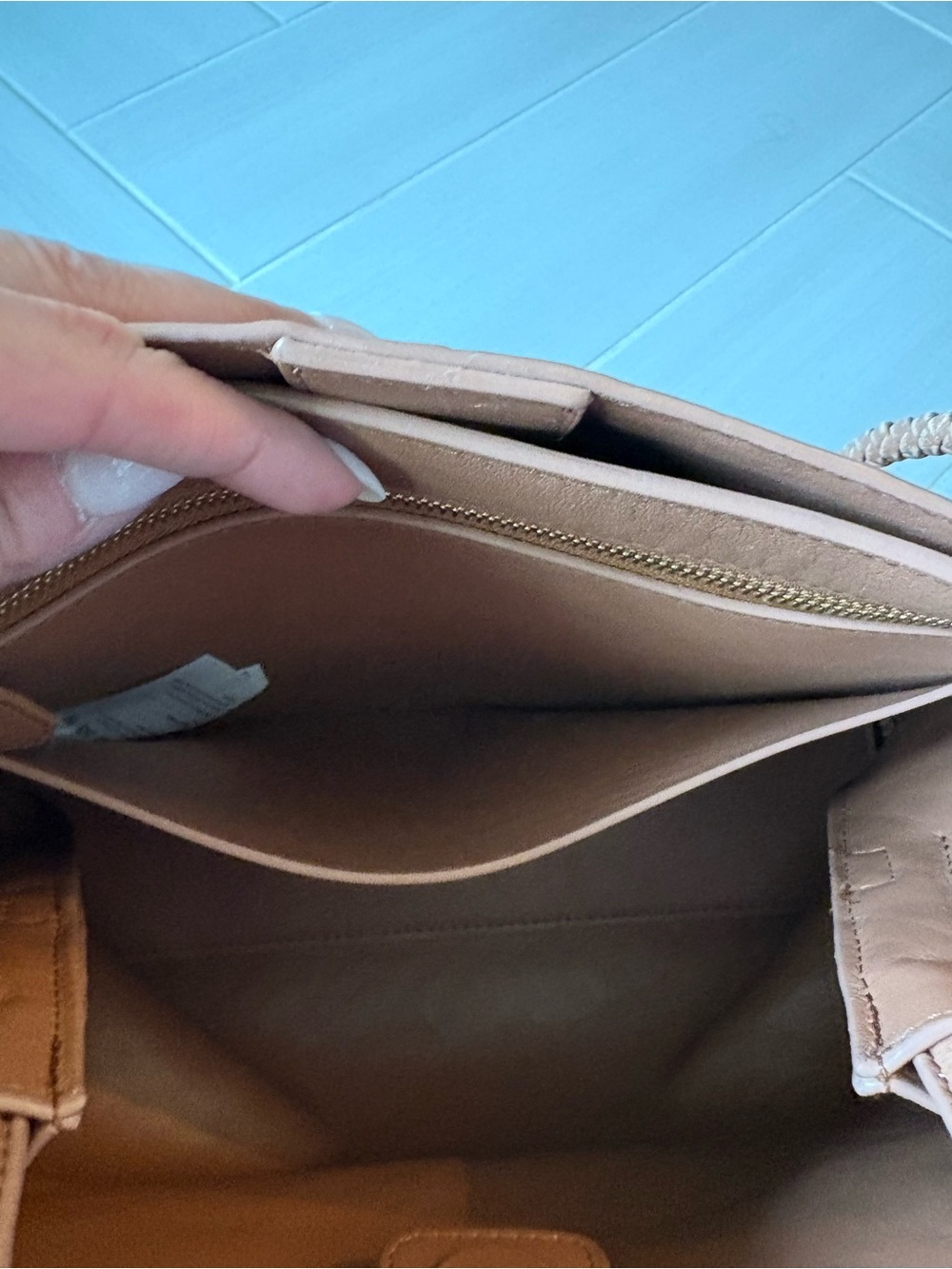 Quince Italian Leather Handwoven Satchel | Cognac | Large - Picture 8 of 16